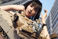 giantess nude city black_hair tank looking_at_viewer digital_render madamemaeve