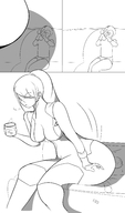 drawing monochrome butt butt_crush samus_aran drink unaware megaman kataijin