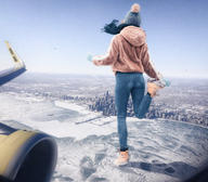 giantess collage giga city mega clothed jeans gloves boots airplane snow aerial_view looking_away ia-r-d