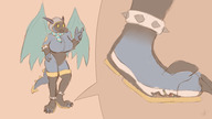 drawing furry dragoness anthro dragon color large_breasts claws clothed toes in_shoe boots team_fortress_2 reptile under_foot see_through gas_mask scalie open_toe peace_sign cutaway skintight_clothing snippythedeliveryfox gil-b312 pyro ardy