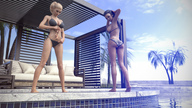 bikini breasts panties wet smiling pool shrunken_man entrapment palm_trees resort lauren struggling pleading digital_render lfcfan katie entwined katheryn