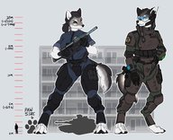 drawing furry wolf anthro color armor barefoot buildings military tank paws weapon uniform size_comparison gasmaskfox