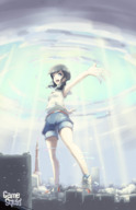 drawing giantess city color clothed anime shorts clouds sky gamefreakdx weathering_with_you hina_amano