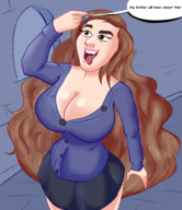 drawing vore color long_hair tongue cleavage huge_breasts brunette uniform open_mouth dangle dialogue hermione harry_potter idooodlestuff draco
