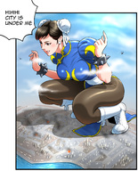 drawing giantess crush feet city clothed helicopter fairy looking_down crouching chun-li giorunog bracelet doujinsak