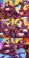 drawing vore blonde comic color blue_eyes mouth cleavage saliva stomach shrunken_man internal_view mspaintgts rowena hostess