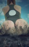 collage city long_hair destruction brunette sitting outdoors big_butt tekitocreations
