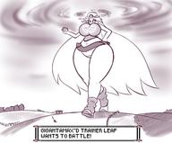 drawing giantess pokemon panties upskirt long_hair clothed huge_breasts walking outdoors hat sanone thick_thighs dynamax