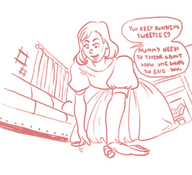 drawing monochrome long_hair clothed crawling looking_down molotav dialogue