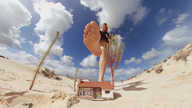 feet toes barefoot soles desert houses point_of_view raised_foot
