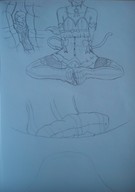 drawing feet monochrome anime shoes cat_ears in_shoe socks unknown_artist foot_play looming collar shrunken_woman maid_uniform pencil_drawing between_feet point_of_view crossdressing thigh_highs cat_boy shoe_insertion femboy cutaway ram monster_boy re_zero felix_argyle