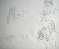 drawing gentle nude monochrome cum penis licking handheld anime cat_ears embarrassed unknown_artist surprised kissing shrunken_woman laughing oral_sex pencil_drawing bow cat_boy on_table looking_at_tiny femboy covered_in_cum cutaway re_zero felix_argyle crusch_karsten