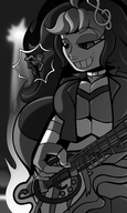drawing monochrome grinning shrunken_man teasing guitar floating ophelia mspaintgts krohnium levitation