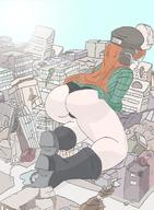 drawing giantess panties city mega color long_hair butt destruction buildings red_hair boots crawling hat freckles disney behind_view gravity_falls bare_legs wendy_corduroy joeraidan