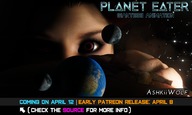 giantess vore earth giga destruction planet red_eyes goddess moon red_hair galaxy animation ashkiiwolf