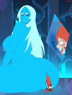 breasts drawing nipples white_hair nude blushing color large_breasts long_hair butt blue_eyes licking anal smiling blue_skin looking_down butthole looking_back sideboob bare_butt rear_view looking_at_tiny bare_back steven_universe bare_legs cutaway blue_diamond bare_midriff valavarii bare_thighs minicinnabar cartoon_network