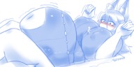 drawing blushing long_hair huge_breasts fox_ears bbw looking_down cramped jyles shaking between_breasts