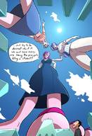 drawing giantess city toes barefoot buildings huge_breasts low_angle smiling looking_down giantesses outdoors dialogue hands_on_hips my_little_pony white_skin princess_celestia princess_luna equestria_girls pink_skin caiman2 princess_cadance