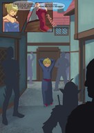 drawing blonde comic color anime walking shrunken_woman cruel dressing dialogue panty_entrapment femboy kononiko clothing_entrapment shortest_knight_of_the_year