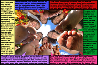 crush collage toes barefoot soles smiling story shrunken_woman looking_down dirty_soles raised_foot dialogue imminent_crush binary_prophet incest