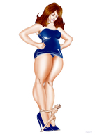 drawing giantess panties upskirt long_hair high_heels brunette shrunken_man looking_down hugging hands_on_hips no_background