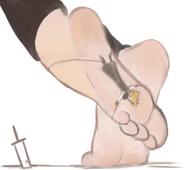 drawing feet color clothed toes barefoot soles anime final_fantasy bondage unknown_artist shrunken_man sketch cloud_strife raised_foot tied_to_foot