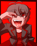 drawing vore monochrome tongue giant male saliva red_eyes eva alex mspaintgts