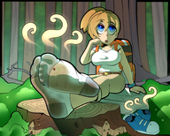drawing crush blonde color blue_eyes blood sweat socks gore unaware shrunken_people forest smelly dirty_socks mspaintgts