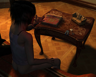 nude aroused long_hair handheld brunette short_hair bottomless carg shrunken_woman digital_render