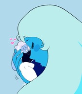drawing giantess blushing blue_hair kissing blue_skin heart lesbians closed_eyes no_background steven_universe blue_diamond holly_blue_agate zawaro