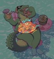 bikini drawing vore furry anthro color clothed bunny water digestion scared lizard lying_down short_hair bbw pool shrunken_woman sunglasses reptile squirrel alligator inside_stomach bucket internal_view scalie sound_effects crocodile spookybiggulp