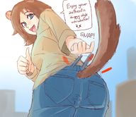 drawing color jeans brunette low_angle story shrunken_person looking_back inside_clothing panty_entrapment dog_girl sound_effects between_buttcheeks clothing_entrapment kronguss