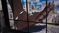 giantess feet city toes barefoot buildings soles foot_crush walking vehicles dark_skin jewelry toe_ring nail_polish ankle_bracelet point_of_view running_away imminent_crush purple_nails digital_render gtsx3d