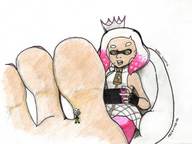 drawing color toes barefoot shrunken_woman sketch looking_down splatoon inkling pearl_(splatoon) federic22577519