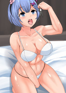 drawing color handheld anime blue_hair underwear shrunken_man imminent_vore rem re_zero natsuki_subaru