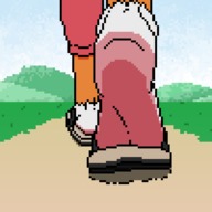 drawing feet furry anthro color clothed bat soles insole in_shoe sandals animation walking shrunken_man foot_print outdoors under_foot pixel_art evil-sprite jenny_(evil-sprite)