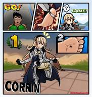 drawing comic color crossover barefoot shrunken_man stuck_to_foot fire_emblem looking_at_tiny little_mac corrin super_smash_bros._ultimate super_smash_bros. distortionframe10