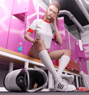 in_shoe shrunken_man looking_down locker_room digital_render uschi3