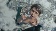 giantess nude city mega handheld barefoot brunette airplane open_mouth imminent_vore digital_render nose_piercing uschi3