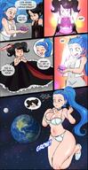 drawing growth giantess panties earth giga space comic black_hair color long_hair planet cleavage bra shrinking blue_hair shrunken_woman cosmic_giantess dakunart
