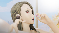 nude vore long_hair handheld red_eyes brunette shrunken_woman shrunken_man open_mouth dangle pink_nails imminent_vore persona digital_render persona_5 makoto_niijima ren_amamiya giafanatic giafanatic99 sae_niijima