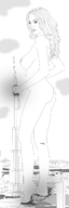 breasts drawing giantess nude feet city mega large_breasts long_hair butt destruction helicopter burj_khalifa skyscraper looking_at_viewer dubai
