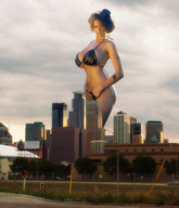 giantess collage city mega swimsuit tophat