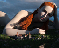 breasts giantess nude giga castle lying_down forest orange_hair digital_render game_of_thrones sansa_stark render-farmer