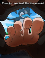 drawing feet black_hair color blue_eyes barefoot shoes sweat low_angle in_shoe teasing entrapment cat_girl june point_of_view mspaintgts shoe_entrapment
