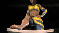 feet black_hair clothed toes barefoot soles low_angle foot_crush animation shrunken_woman cruel dark_skin indoors under_foot struggling mortal_kombat hand_on_hips skimpy_clothing digital_render kitana wiggling tanya smexy-nation bare_midriff