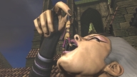 giantess vore black_hair clothed handheld gloves ponytail open_mouth dangle outdoors grey_hair between_fingers mature thigh_high_boots imminent_vore makeup mortal_kombat mileena skimpy_clothing michkon digital_render sindel