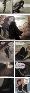 drawing comic black_hair color long_hair in_shoe socks shrunken_man dialogue artclonov