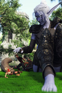 giantess white_hair feet blonde armor clothed toes buildings brunette gloves elf lying_down bondage sitting reaching looking_down mask dark_skin world_of_warcraft grabbing outdoors ruins night_elf braid trees running_away purple_skin struggling skimpy_clothing looking_at_tiny pointed_ears digital_render hair_bun madamemaeve discarded_footwear cywen