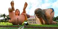 giantess insertion nude blonde long_hair looking_down giantesses closed_eyes legs_spread digital_render